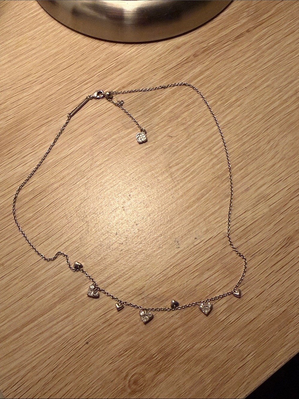 Kendra Scott Silver Heart Charm Necklace with Crystal Accents